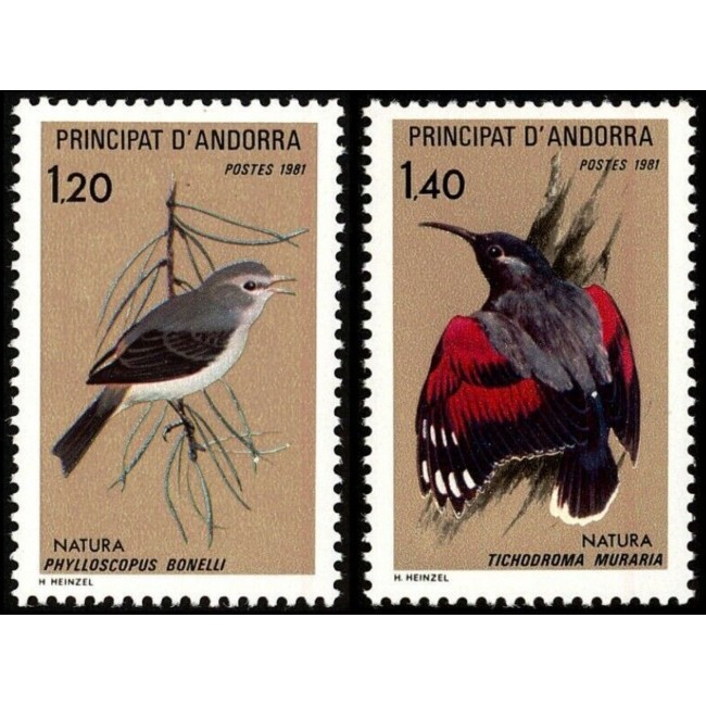 Andorra (Fr) 1981 - Pasari, serie neuzata