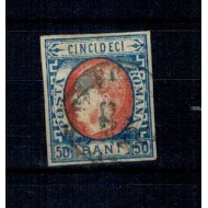 1869 - Carol I cu favoriți, 50 bani stampilat