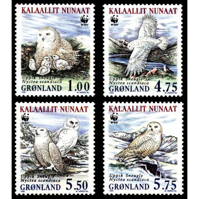 Groenlanda 1999 - Păsări, bufnite, WWF, serie neuzata