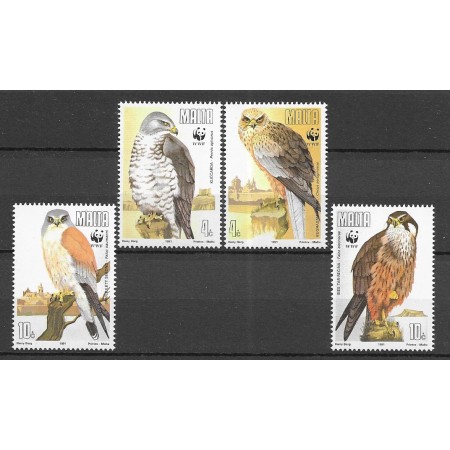 Malta 1991 - Păsări de prada, WWF, serie neuzata