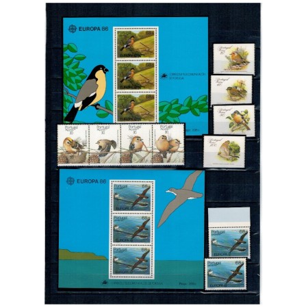 Portugalia - Lot timbre neuzate, tematica fauna, animale, majoritatea păsări