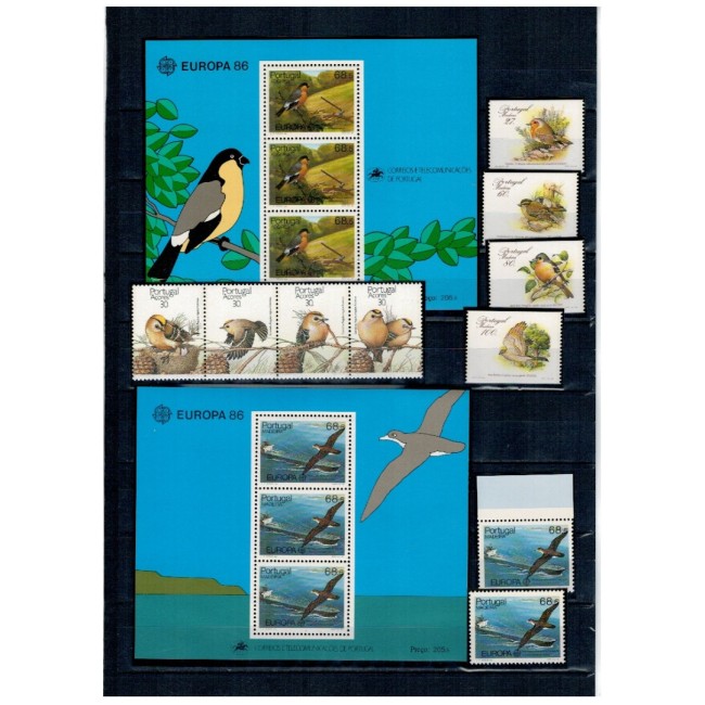 Portugalia - Lot timbre neuzate, tematica fauna, animale, majoritatea păsări