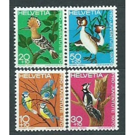 Elvetia 1970 - Pasari, Pro Juventute, serie neuzata