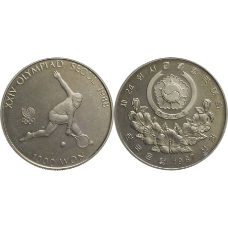 Coreea de Sud 1987 - 1000 won, tenis, UNC