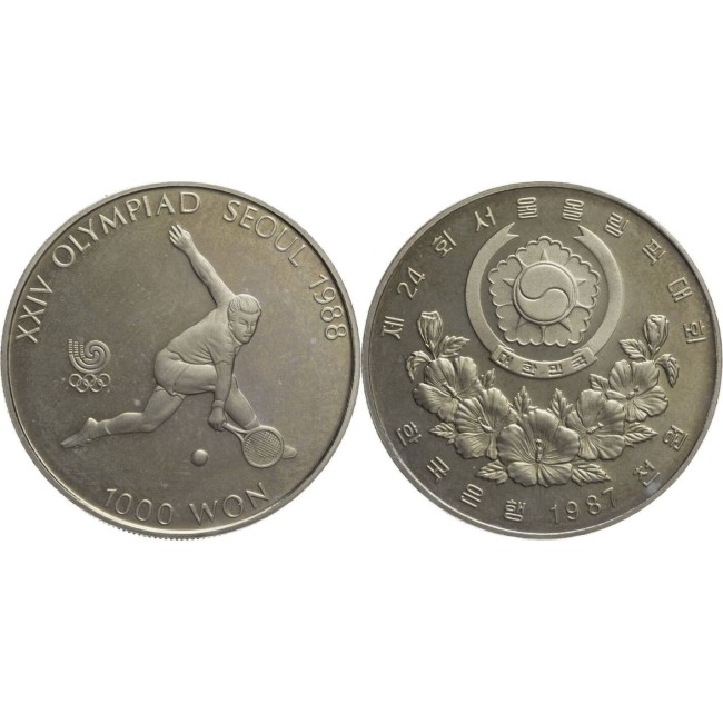 Coreea de Sud 1987 - 1000 won, tenis, UNC