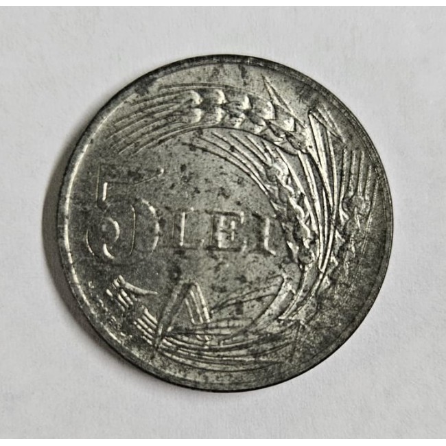 Romania 1942 - 5 lei, aproape necirculata, luciu