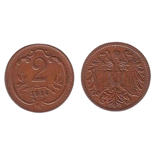 Austria 1914 - 2 heller aUNC