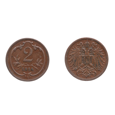 Austria 1914 - 2 heller, XF+