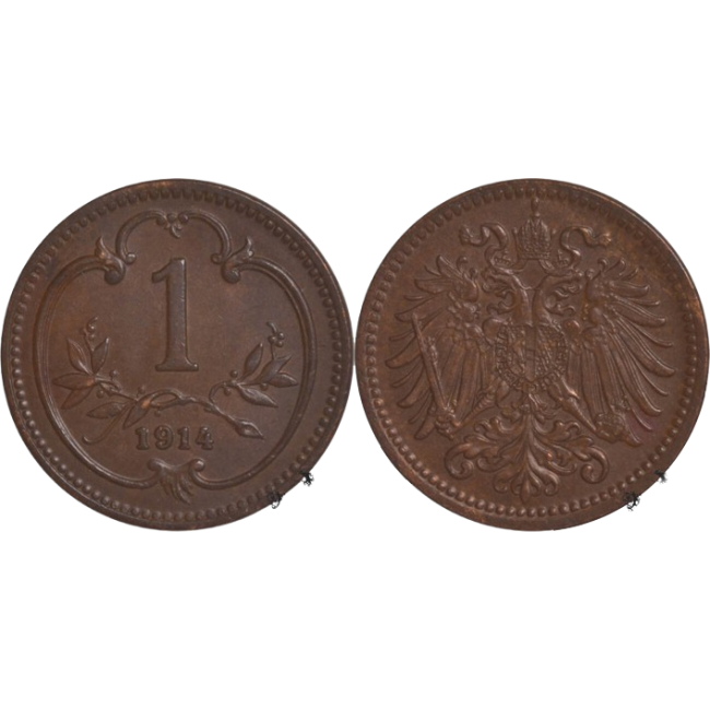 Austria 1914 - 1 heller aUNC