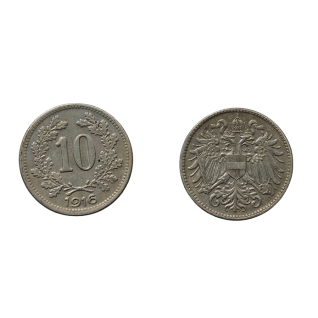 Austria 1916 - 10 heller, scut austriac in stema, XF+