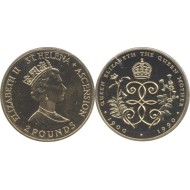 St. Helena si Ascension 1990 - 2 pounds, 90th Anniversary - Birth of Queen Mother, UNC
