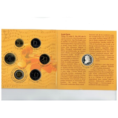Ungaria 2009 - Set monetărie, cu medalie argint Haydn