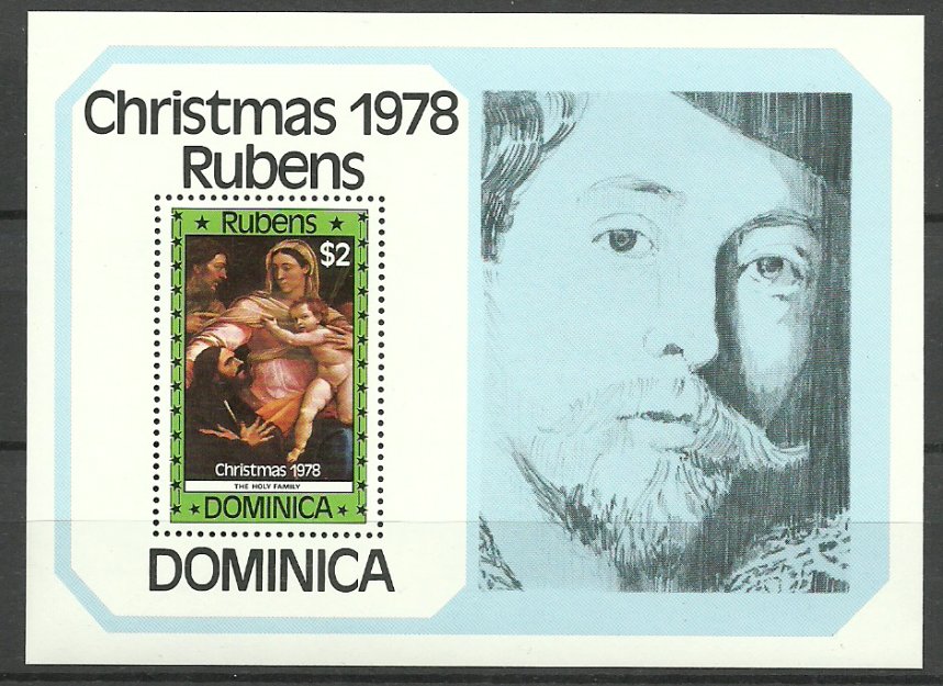 Dominica 1978 - Craciun, Rubens, colita neuzata