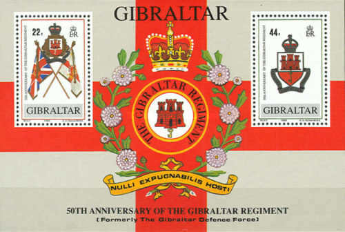 Gibraltar 1989 - 50th anniv. Gibraltar Regiment, colita neuzata