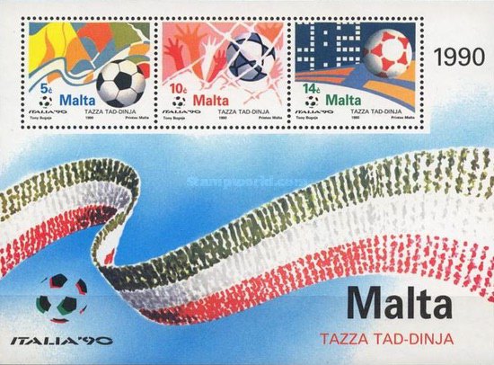 Malta 1990 - C.M. fotbal Italia, colita neuzata