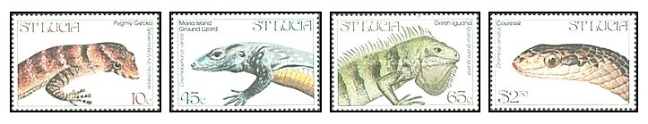 Saint Lucia 1984 - Fauna, reptile, serie neuzata