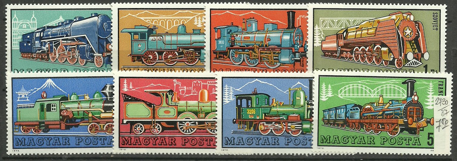 Ungaria 1972 - Locomotive, cai ferate, serie neuzata