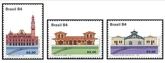 Brazilia 1984 - Historic Railway Stations, serie neuzata