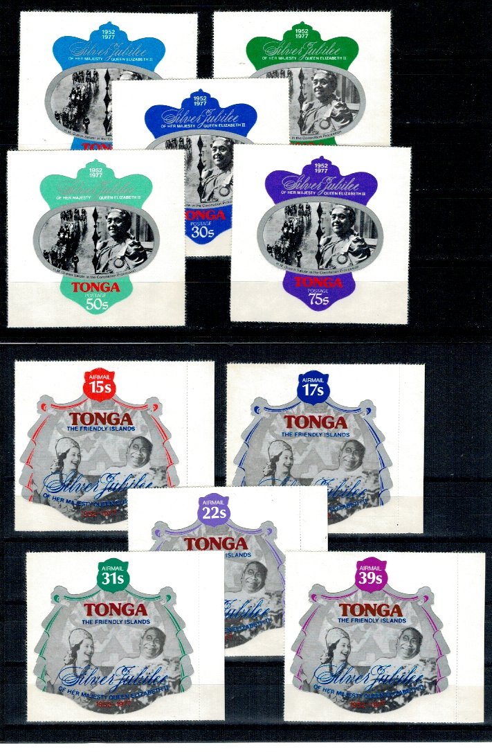 Tonga 1977 - Silver Jubilee, serie timbre autocolant, cu Posta A