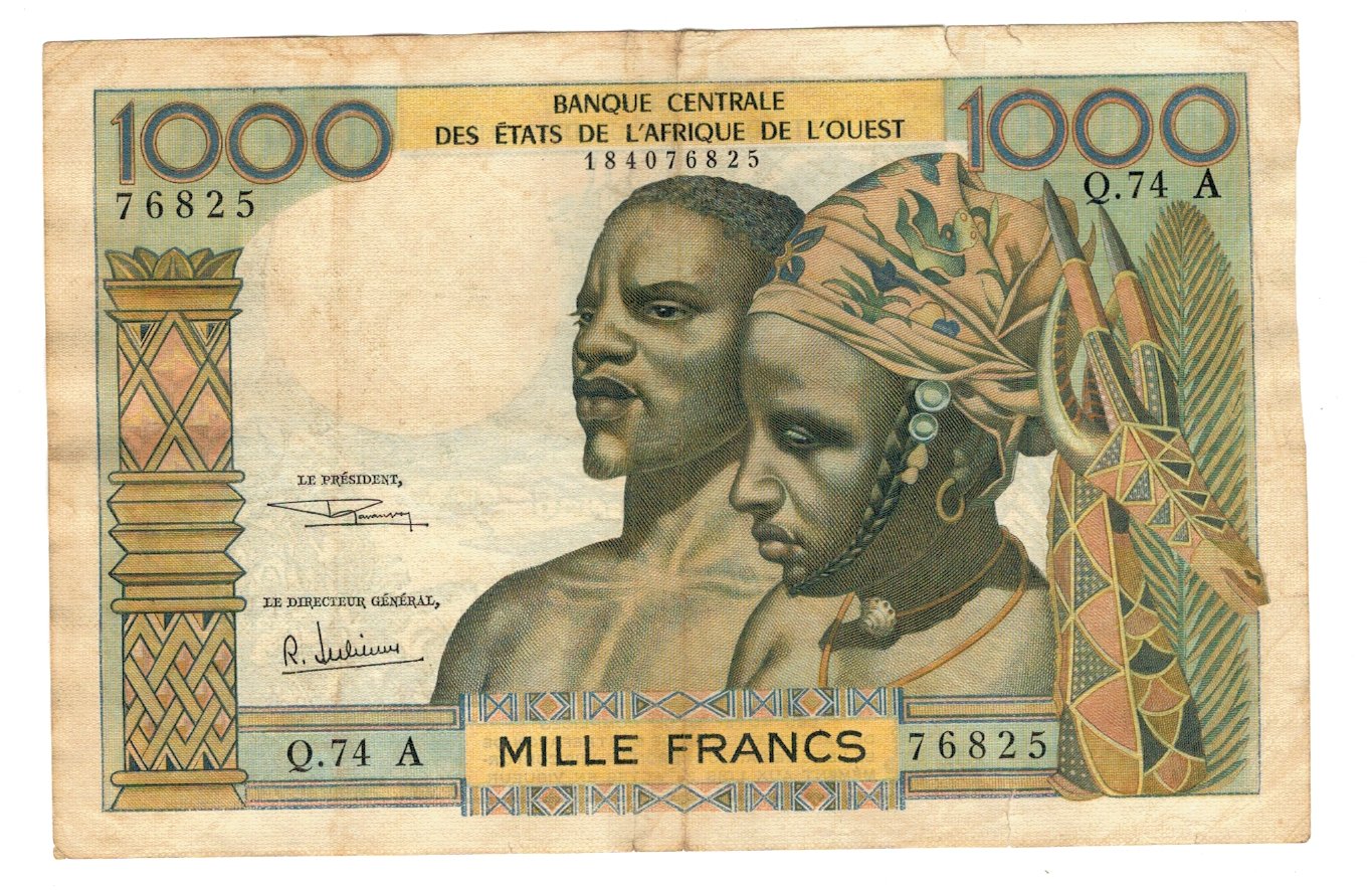 West African States 1966 - 1000 francs, circulata