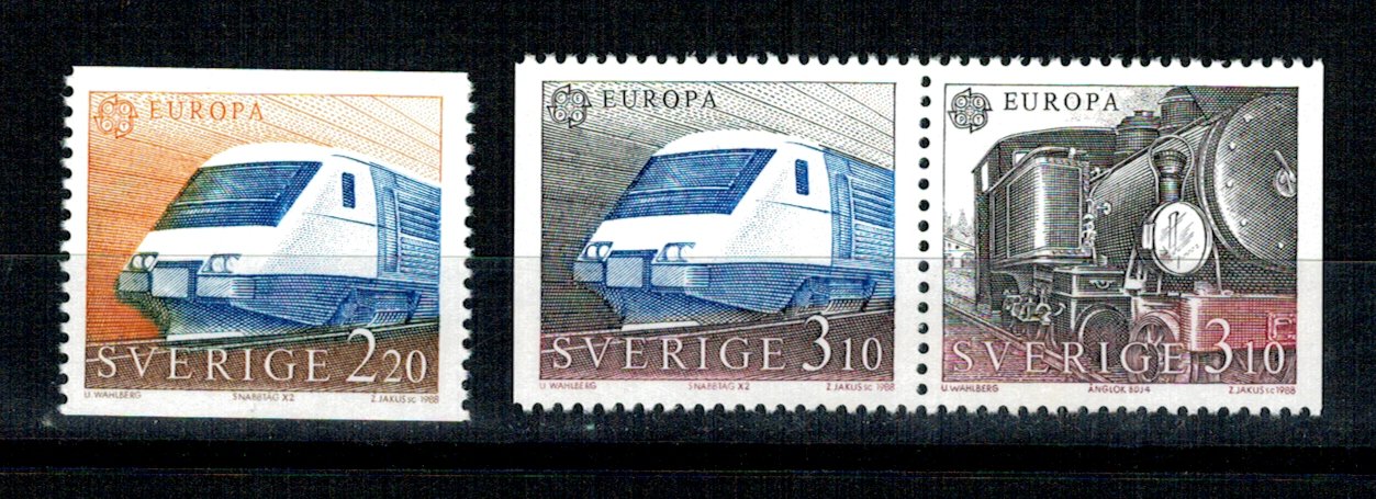 Suedia 1988 - Cai ferate, tren, serie neuzata