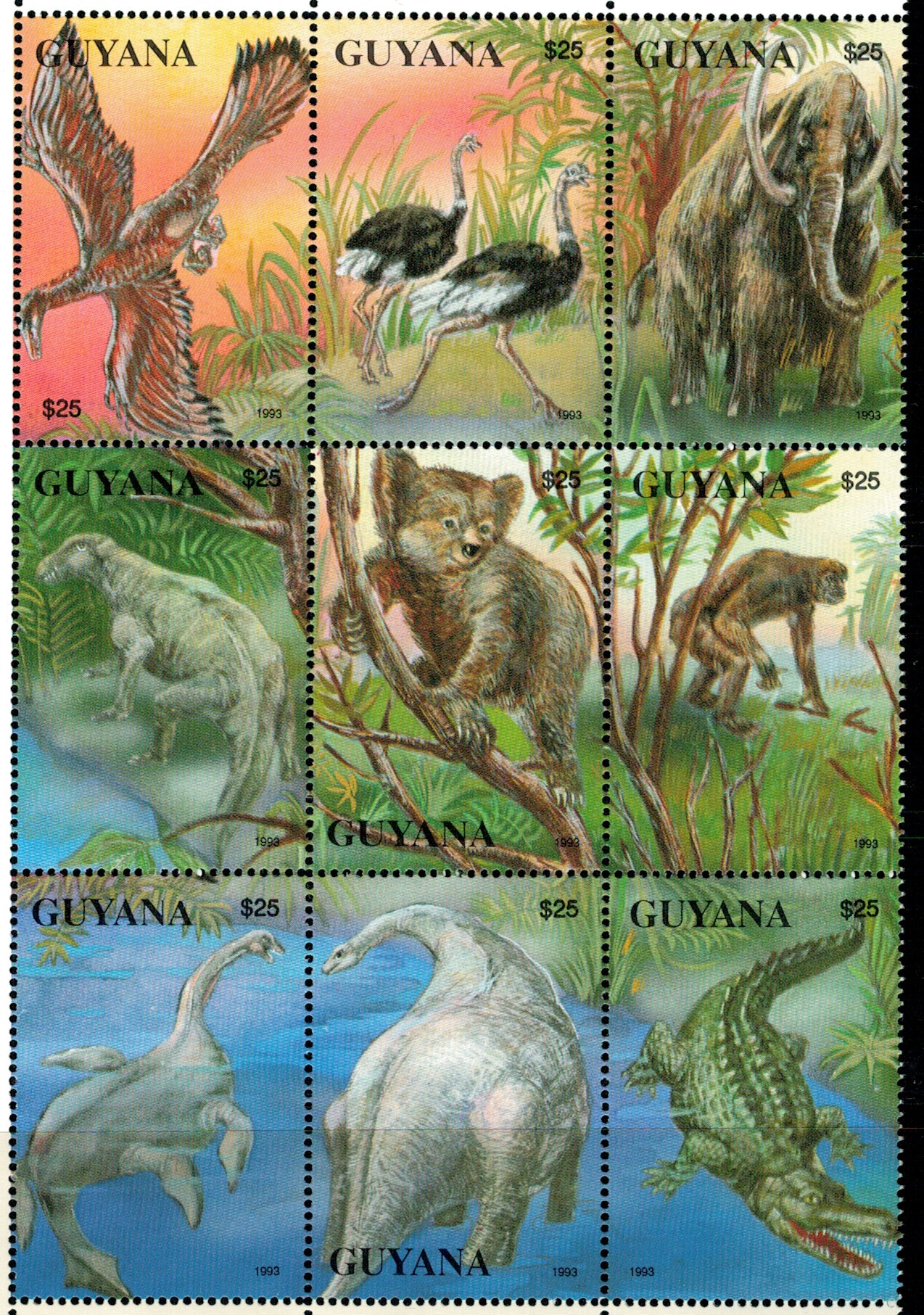 Guyana 1993 - Fauna din Jurasic, serie neuzata