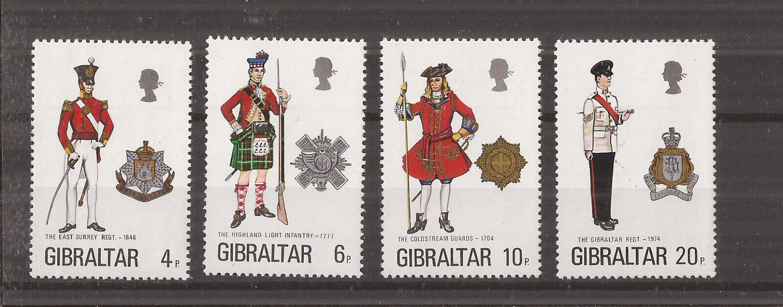Gibraltar 1975 - uniforme militare (VII), serie neuzata