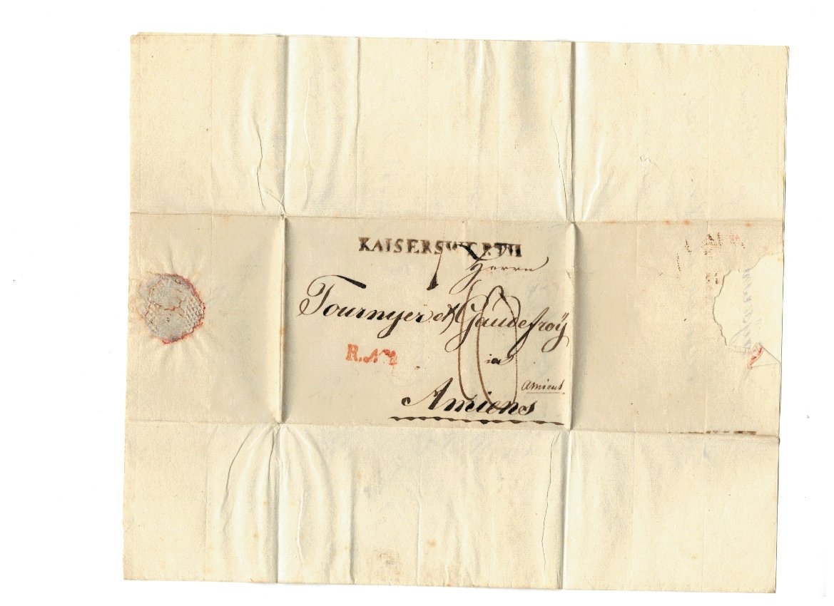 1815 - Scrisoare expediata din Kaisersweth(Germania) - Aminens(F
