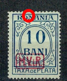 1918 - Ocup. germana, Porto, 10bani nestampilat, varietate