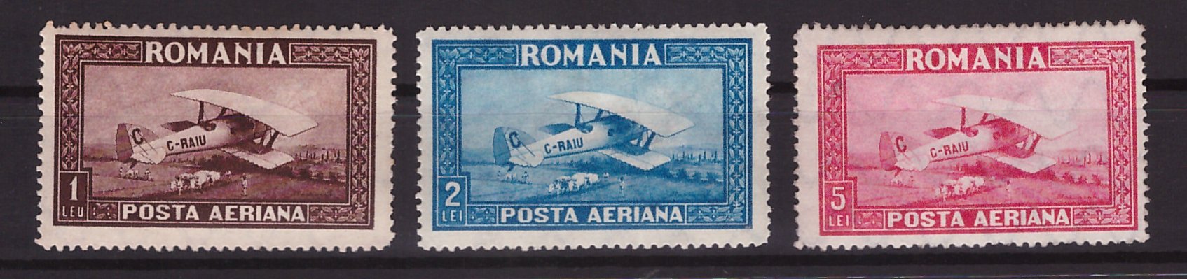 1928 - Posta Aeriana C-RAIU fil.orizontal serie nestampilata