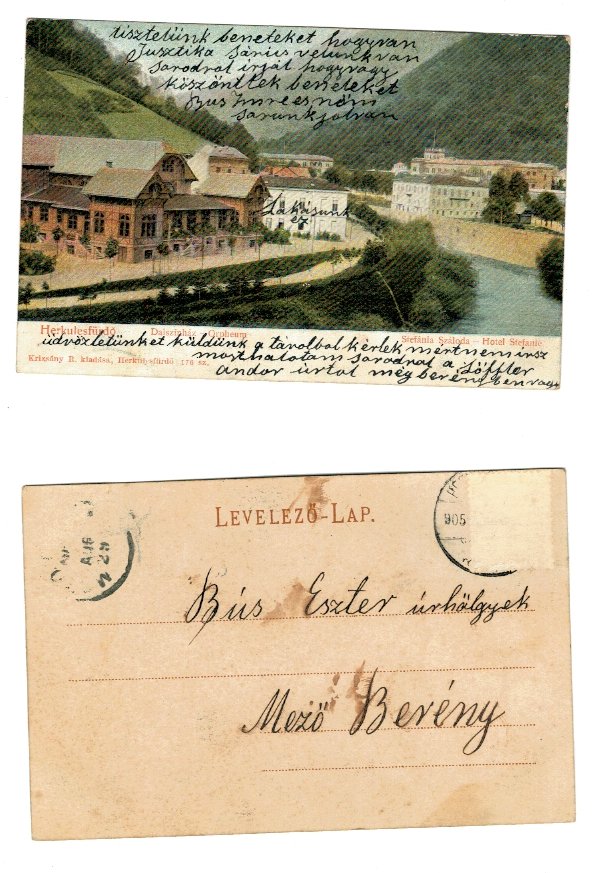 Baile Herculane 1905 - Hotel Stefania, ilustrata litho circulata
