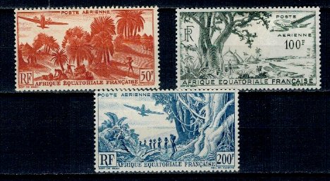 French Equatorial Africa 1947 - Posta aeriana, serie neuzata