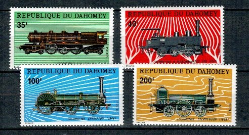 Benin (Dahomey) 1974 - Locomotive, cai ferate, serie neuzata