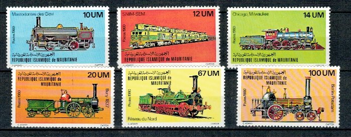 Mauritania 1980 - Locomotive, trenuri, serie neuzata