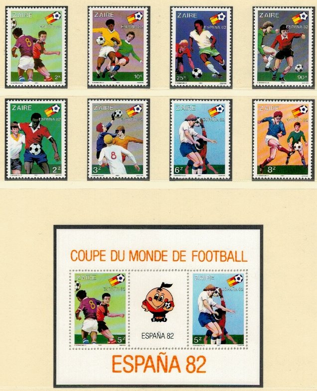Zaire 1981 - Campionatul Mondial de fotbal, serie+colita neuzata