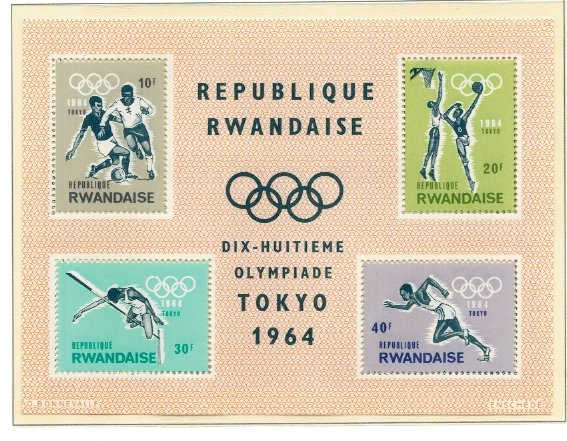 Rwanda 1964 - Jocurile Olimpice, bloc neuzat