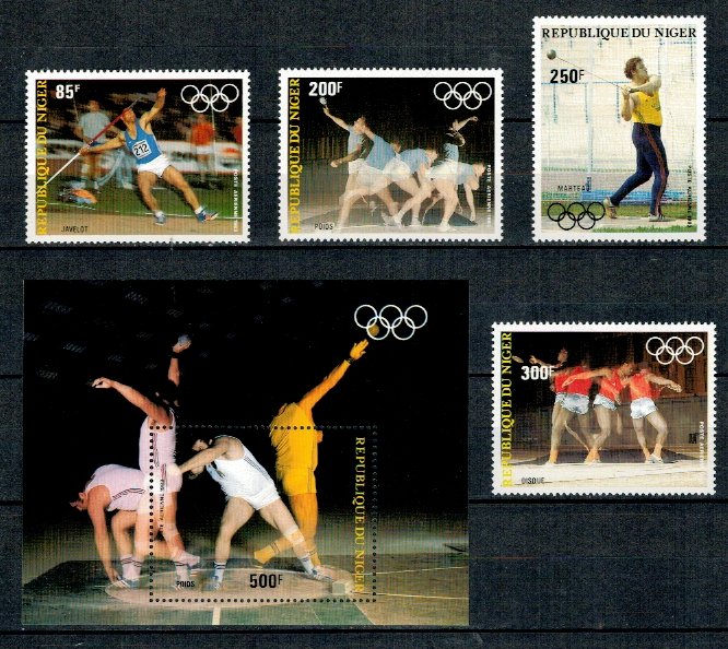 Niger 1983 - Jocurile Olimpice, sport, serie+colita neuzata