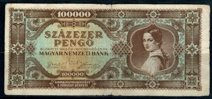 Ungaria 1945 - 100.000 pengo, uzata