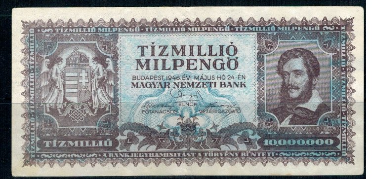 Ungaria 1946 - 10.000.000 milpengo, circulata
