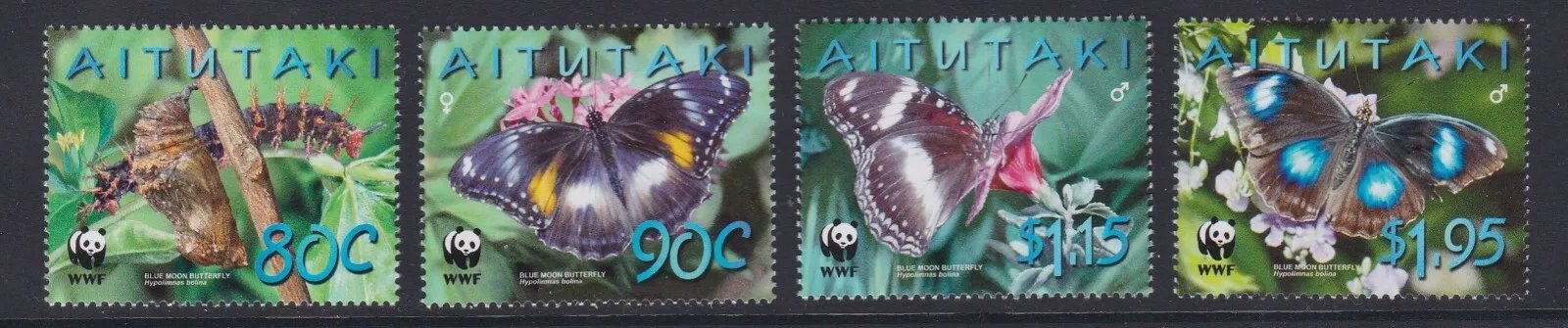 Aitutaki 2008 - Fauna WWF, fluturi, serie neuzata