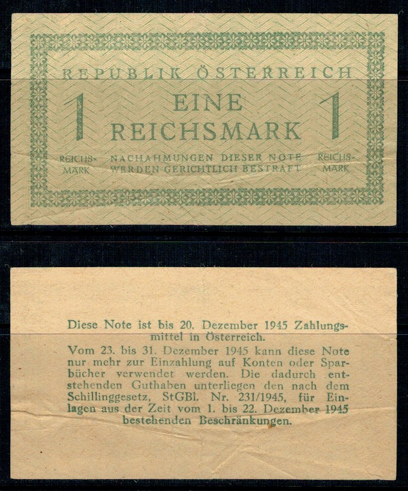 Austria 1945 - 1 Reichsmark, Zona de Ocupatie, circulata