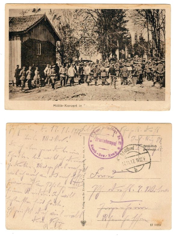 Germania 1917 - Concert militar, carte postala circulata