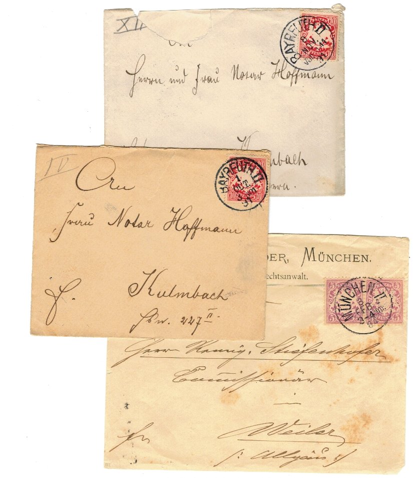 Bavaria 1884-1891 - Lot 3 plicuri circulate