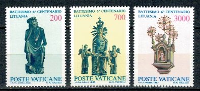Vatican 1987 - Aniv. crestinizarea Lituaniei, serie neuzata