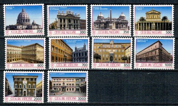 Vatican 1993 - Monumente, cladiri, serie neuzata