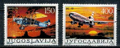 Iugoslavia 1987 - Avioane, aviatie, serie neuzata
