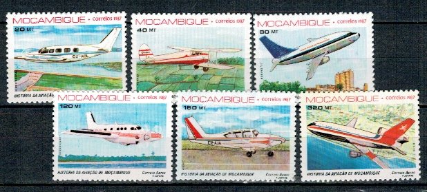 Mozambic 1987 - Avioane, aviatie, serie neuzata