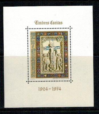 Luxemburg 1974 - Caritas, miniaturi, arta, colita neuzata