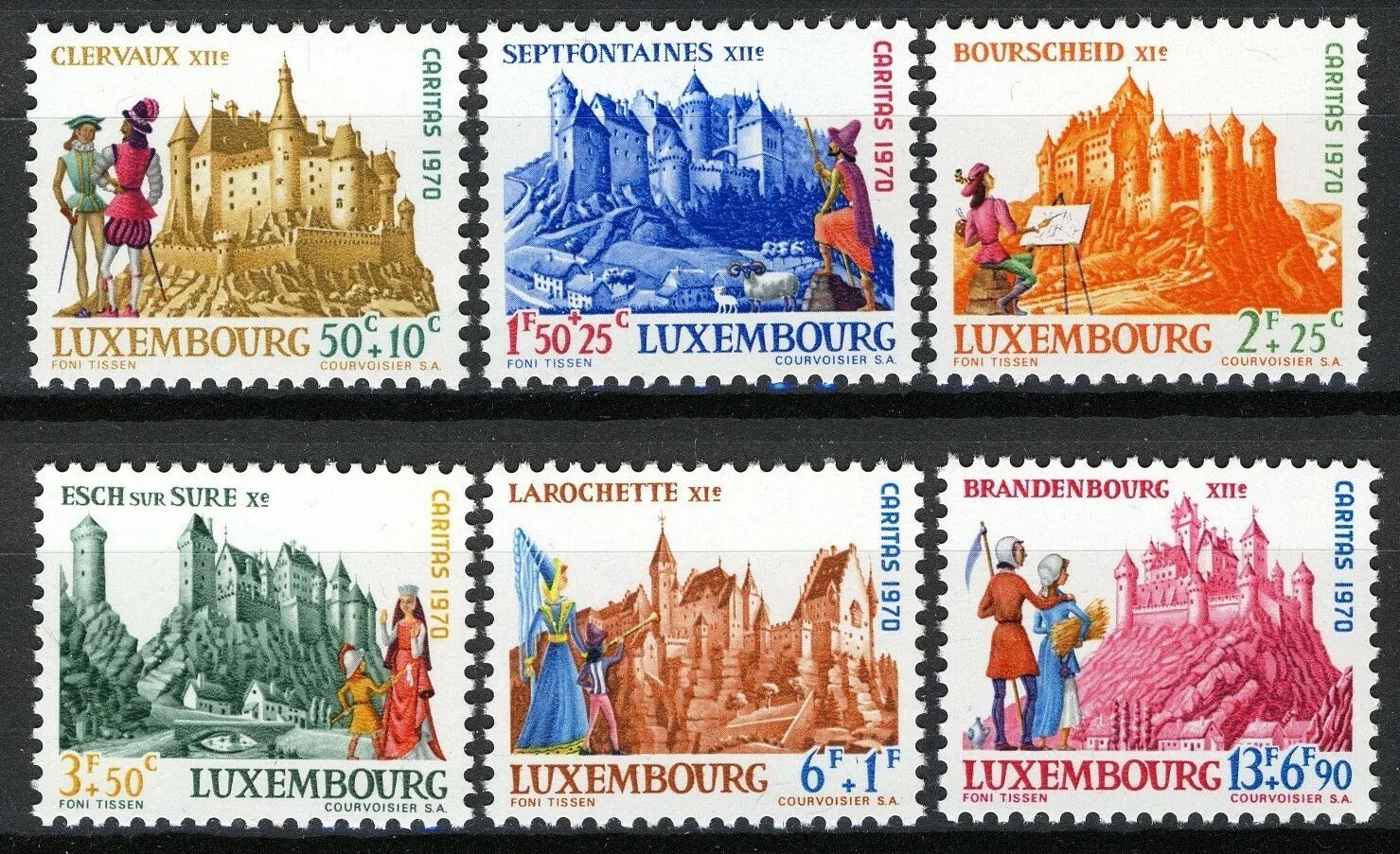 Luxemburg 1970 - Caritas, castele, serie neuzata