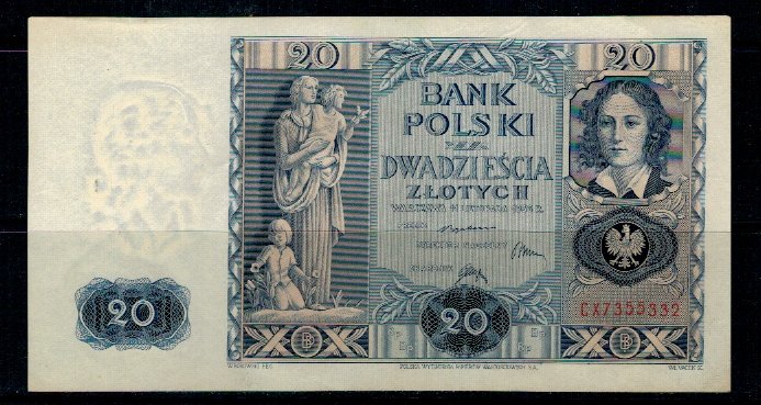 Polonia 1936 - 20 zlotych, circulata (XF+)